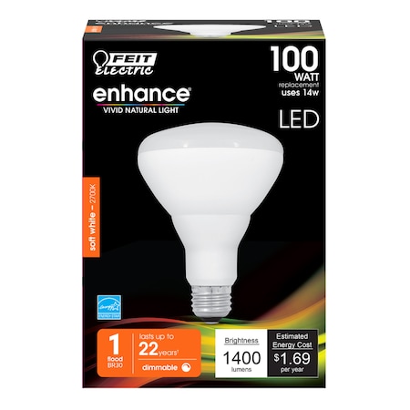 Feit Electric Feit BR30 E26 (Medium) LED Bulb Soft White 100 Watt Equivalence 1 pk BR30DM1400927CA